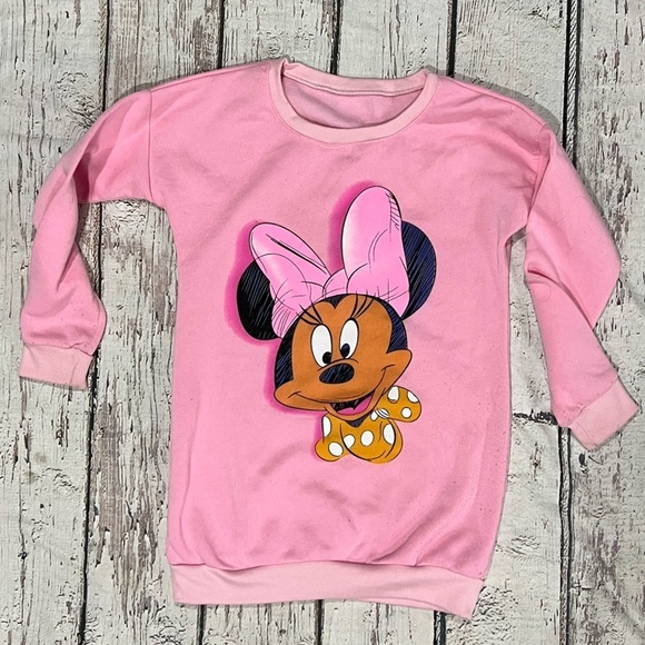 Vintage 1980s Minnie Mouse Cartoon Disney Pink Crewneck Sweatshirt - Picture 1 of 3